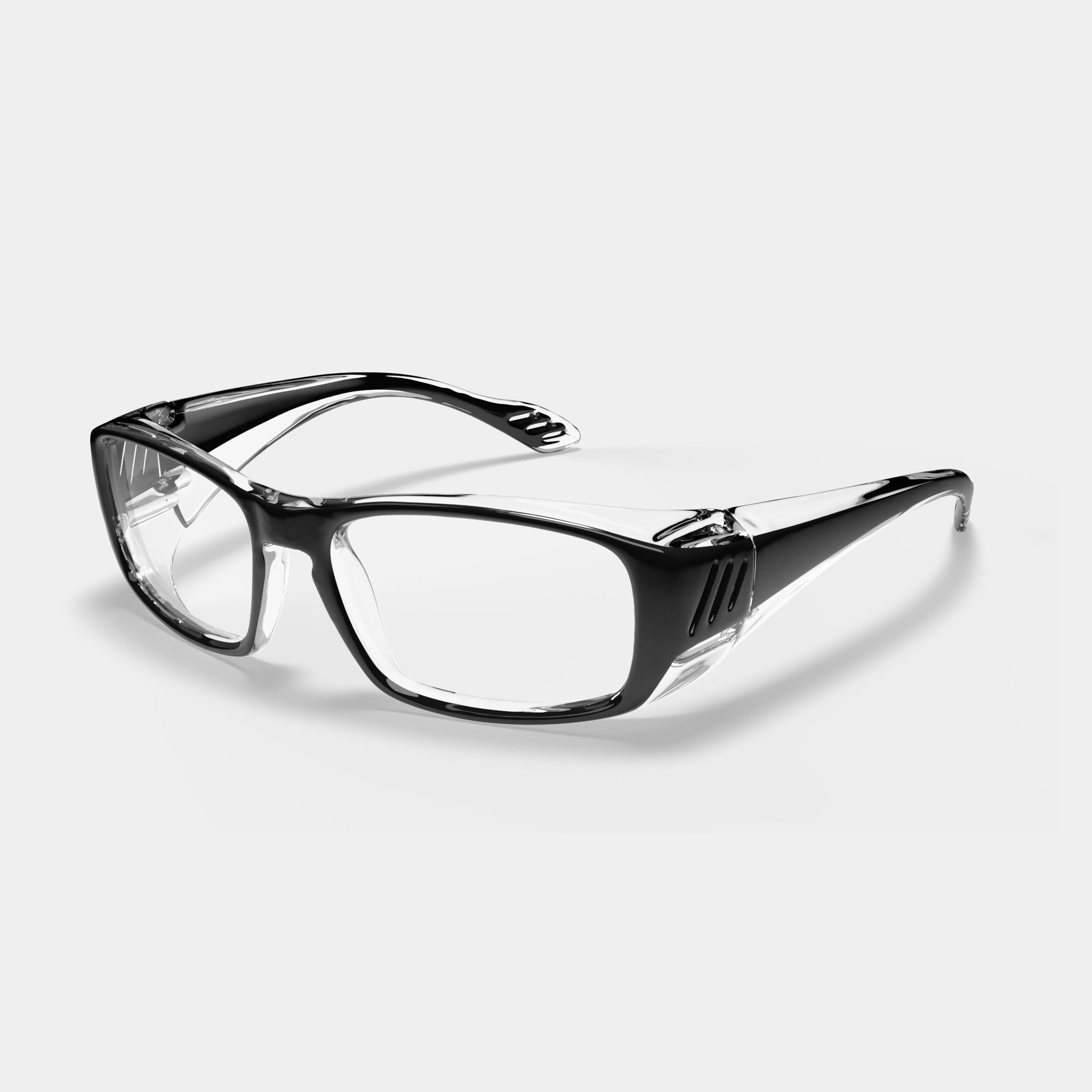 A0010 prescription safety glasses in black clear variant