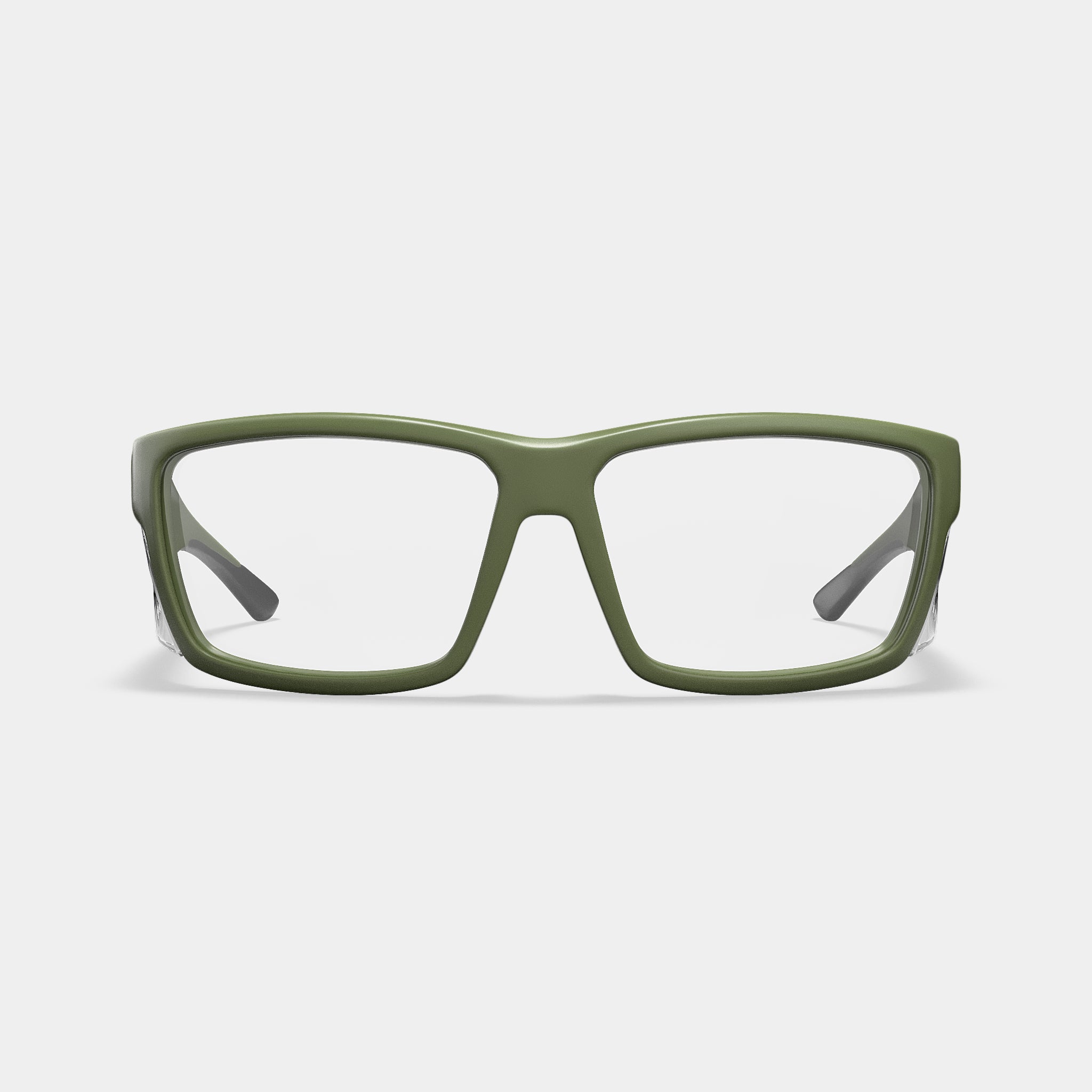 A003 prescription safety glasses in matte green front view
