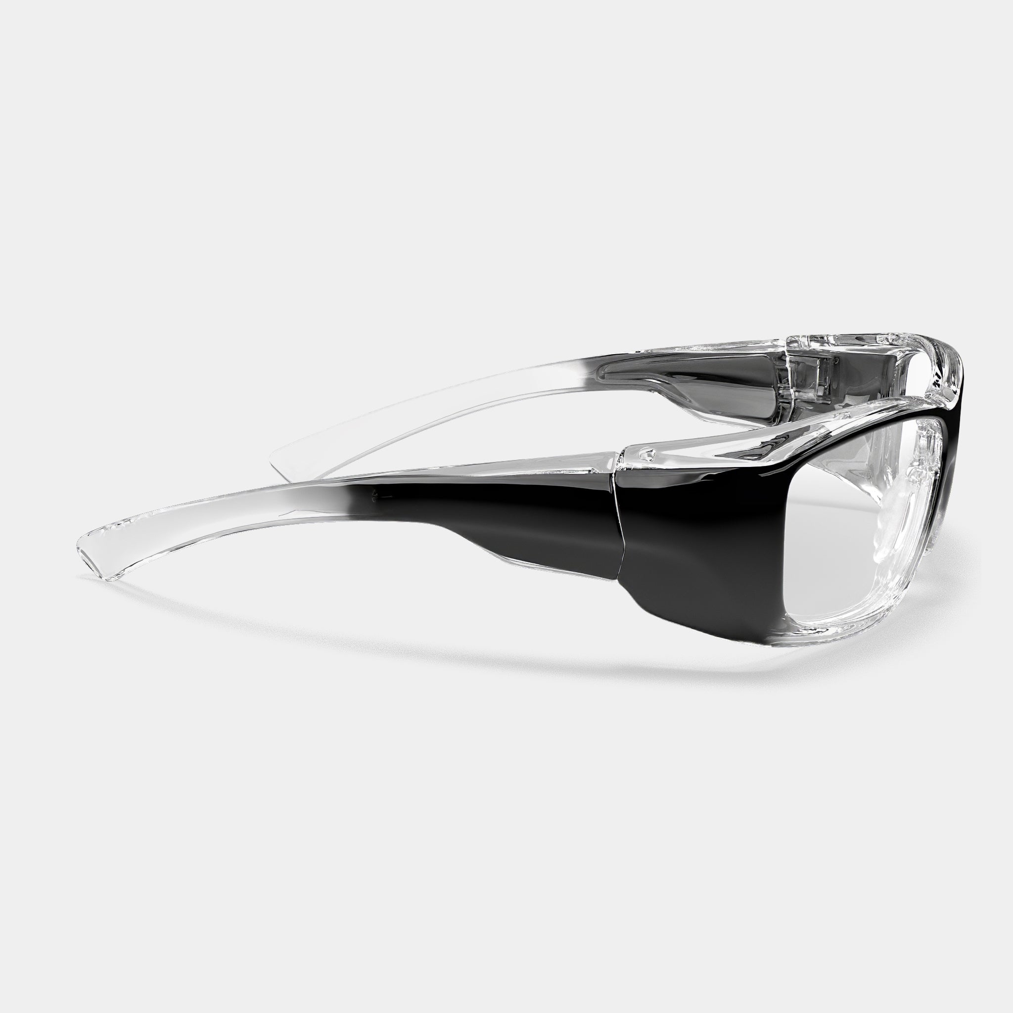 A005 prescription safety glasses in black and clear variant side view