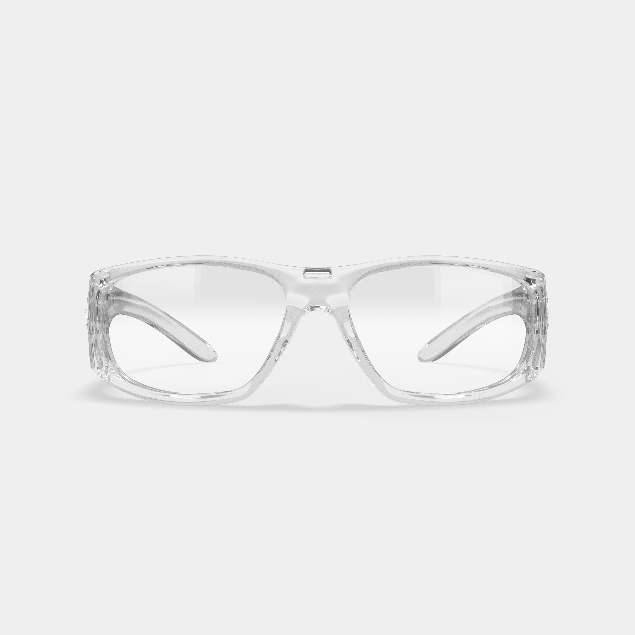 Armourx 6001 prescription safety glasses in clear color, front view on white background