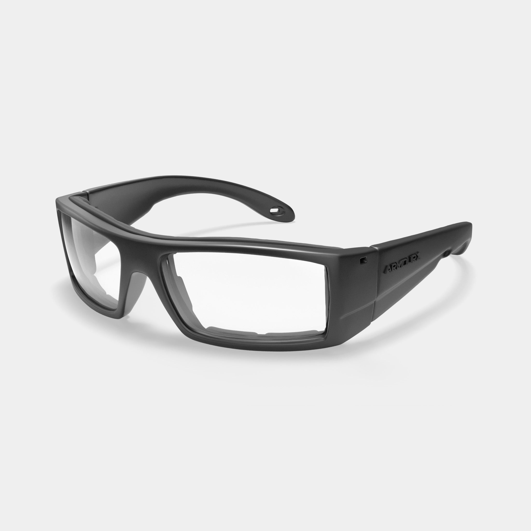 Armourx 6009 prescription safety glasses in matte black, side view
