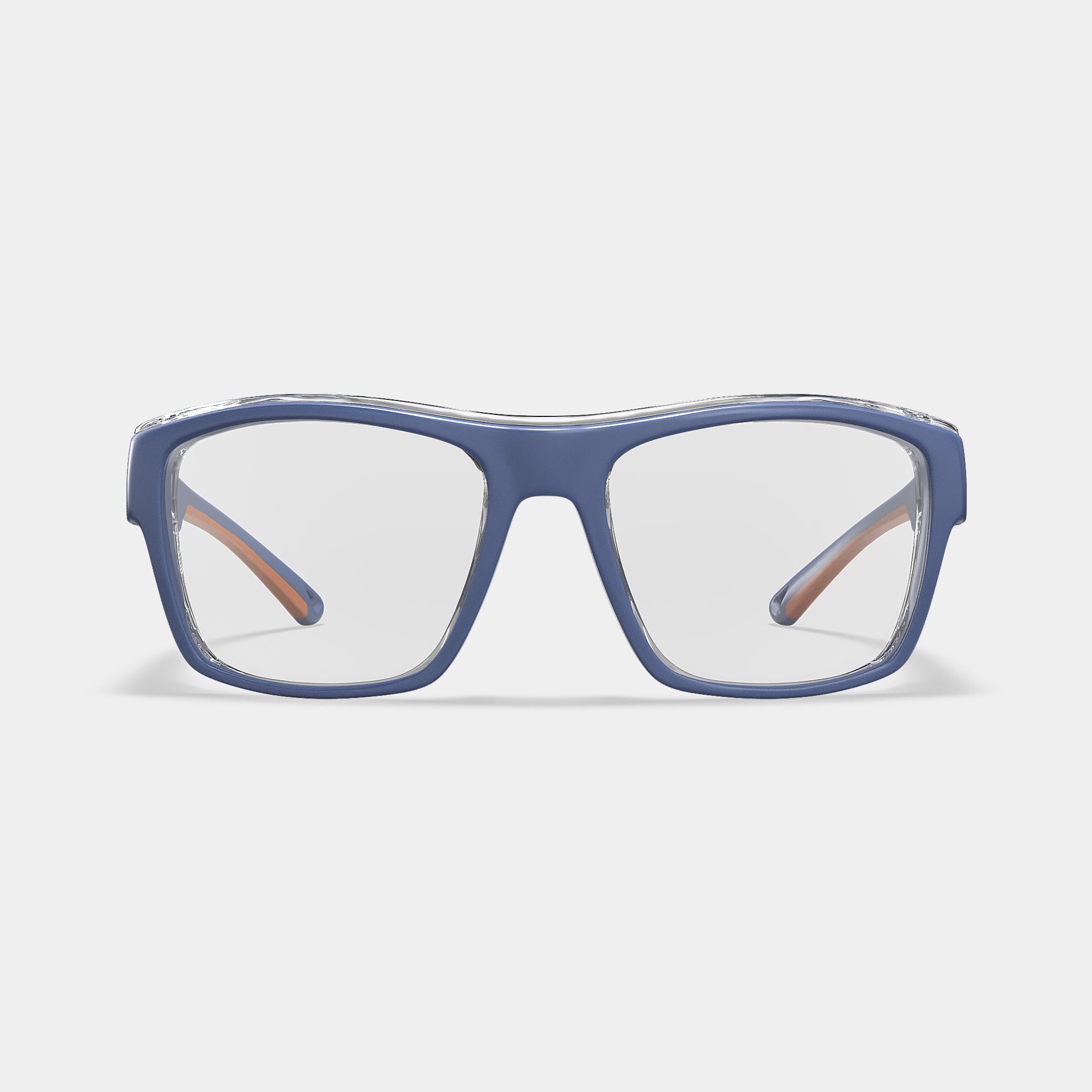 HiDX A001 prescription safety glasses in midnight blue orange, front view