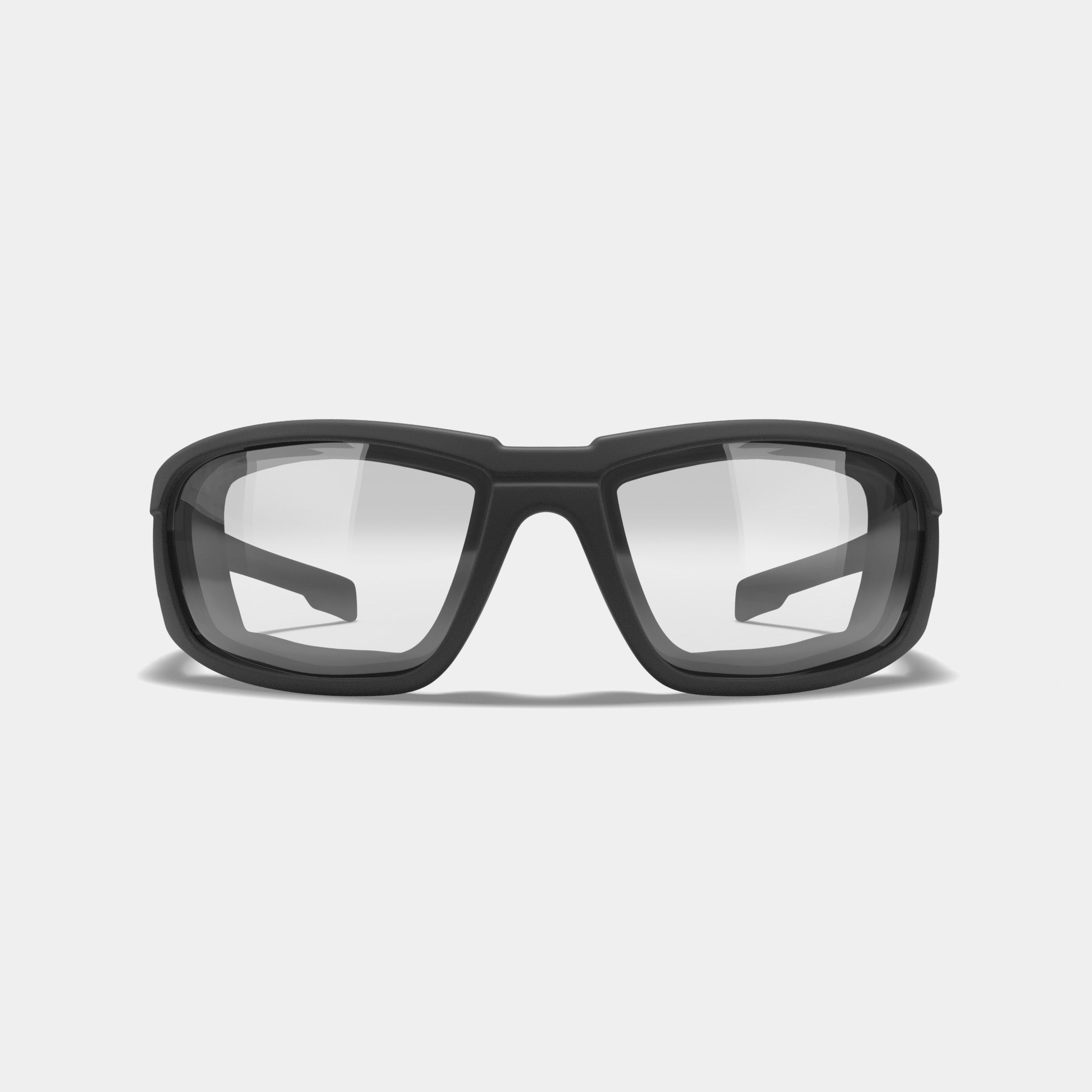 Wilex X Boss prescription safety glasses in black, front view on white background