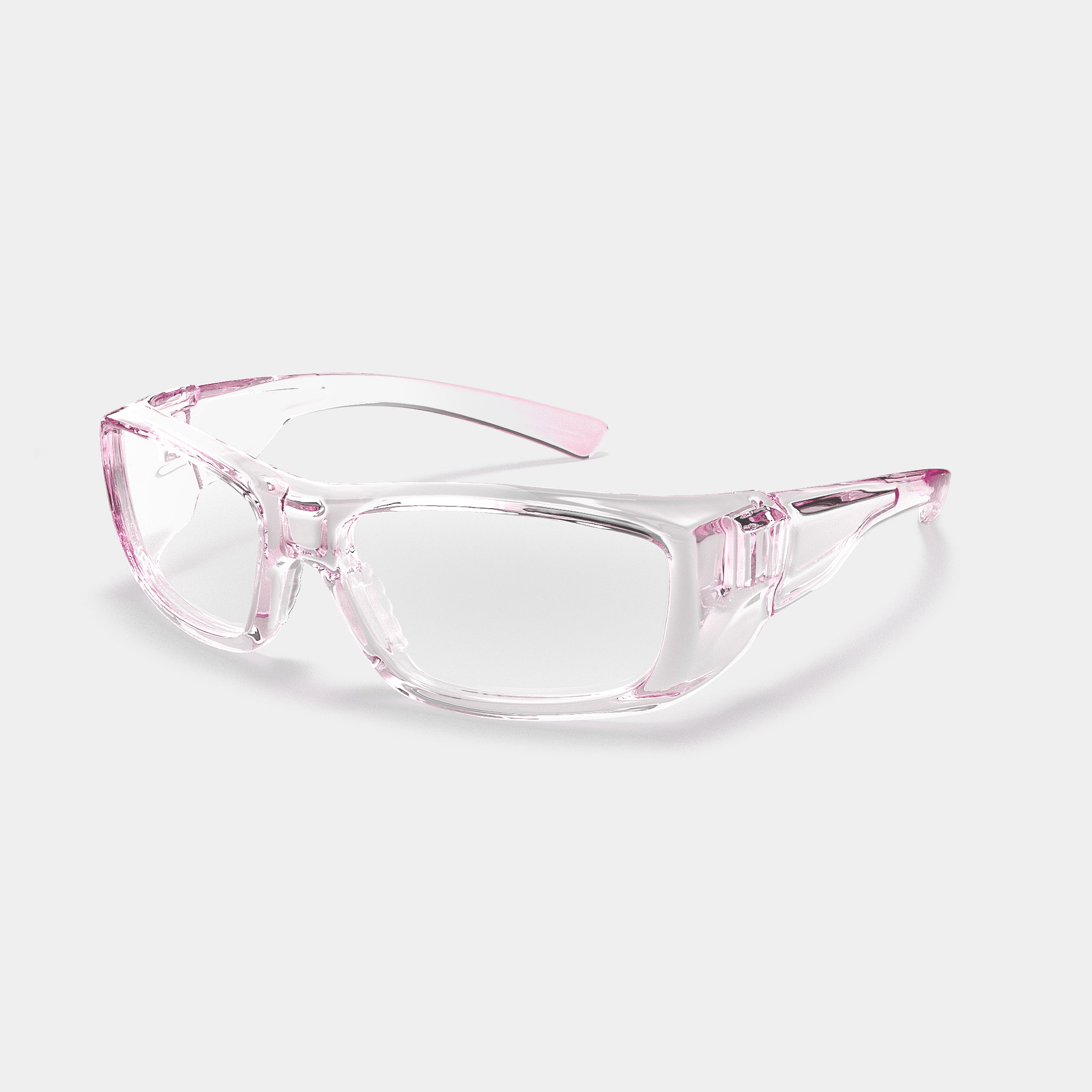 A005 prescription safety glasses in pink clear variant color on white background