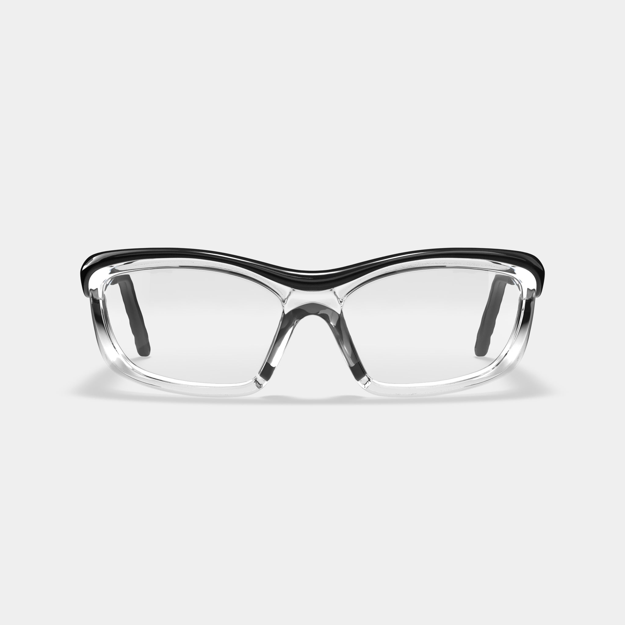 A006 prescription safety glasses in clear black variant, front view on white background