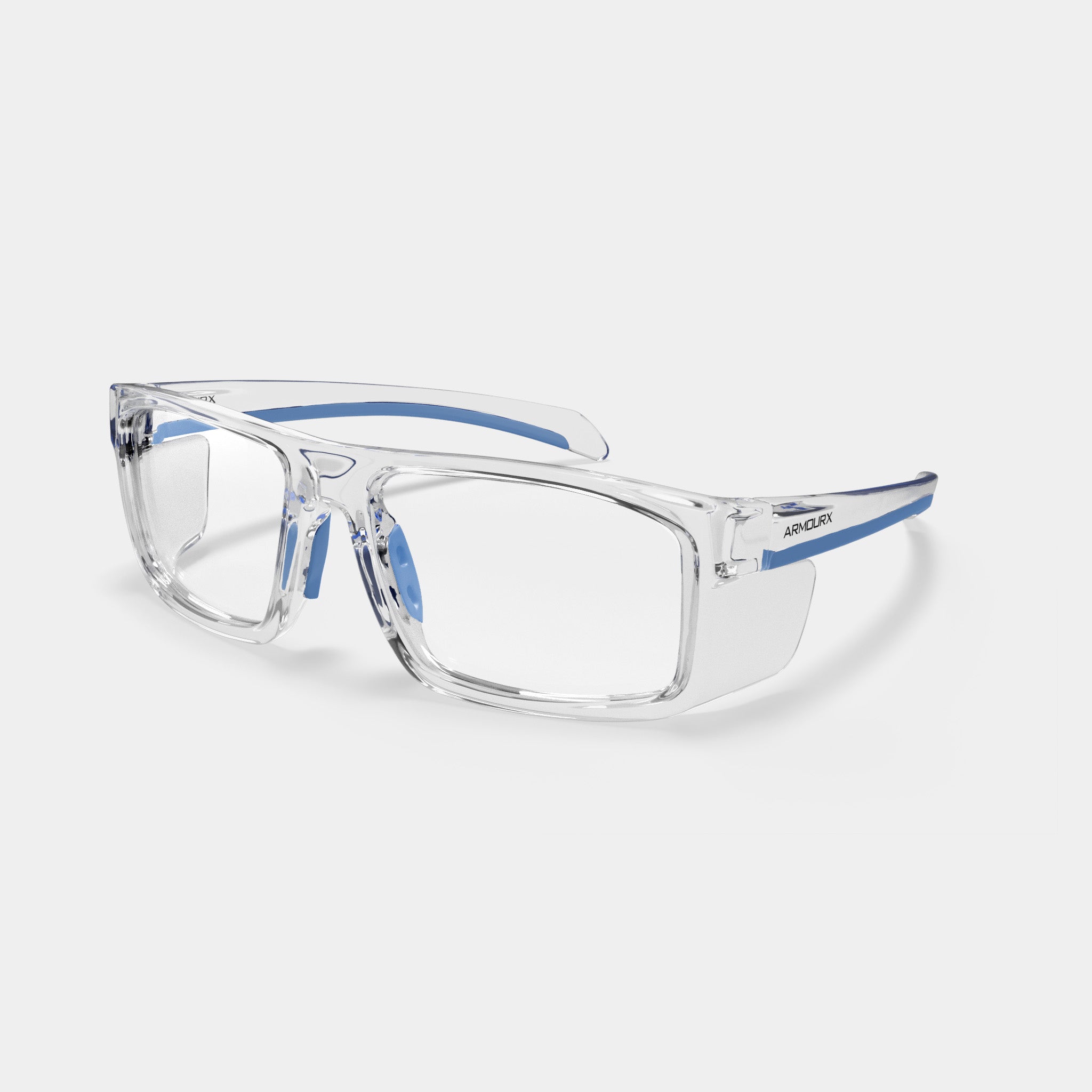 Armourx 5003 prescription safety glasses in clear, 3/4 view