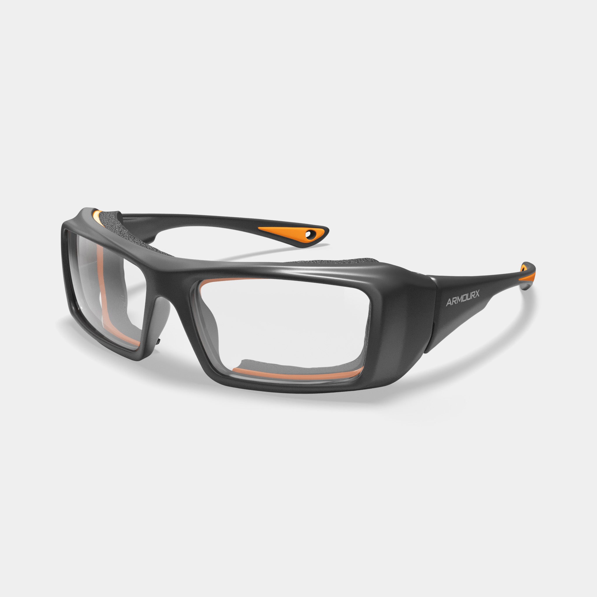 Armourx 6006 prescription safety glasses in black and orange