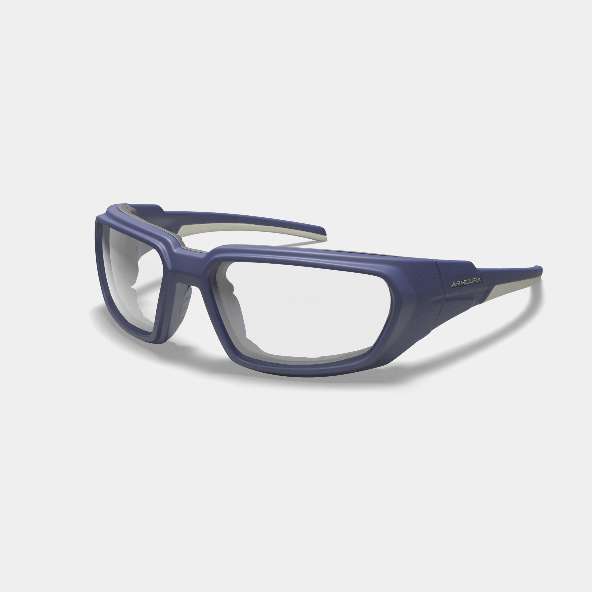 Armourx 6015 prescription safety glasses in matte blue with clear lenses