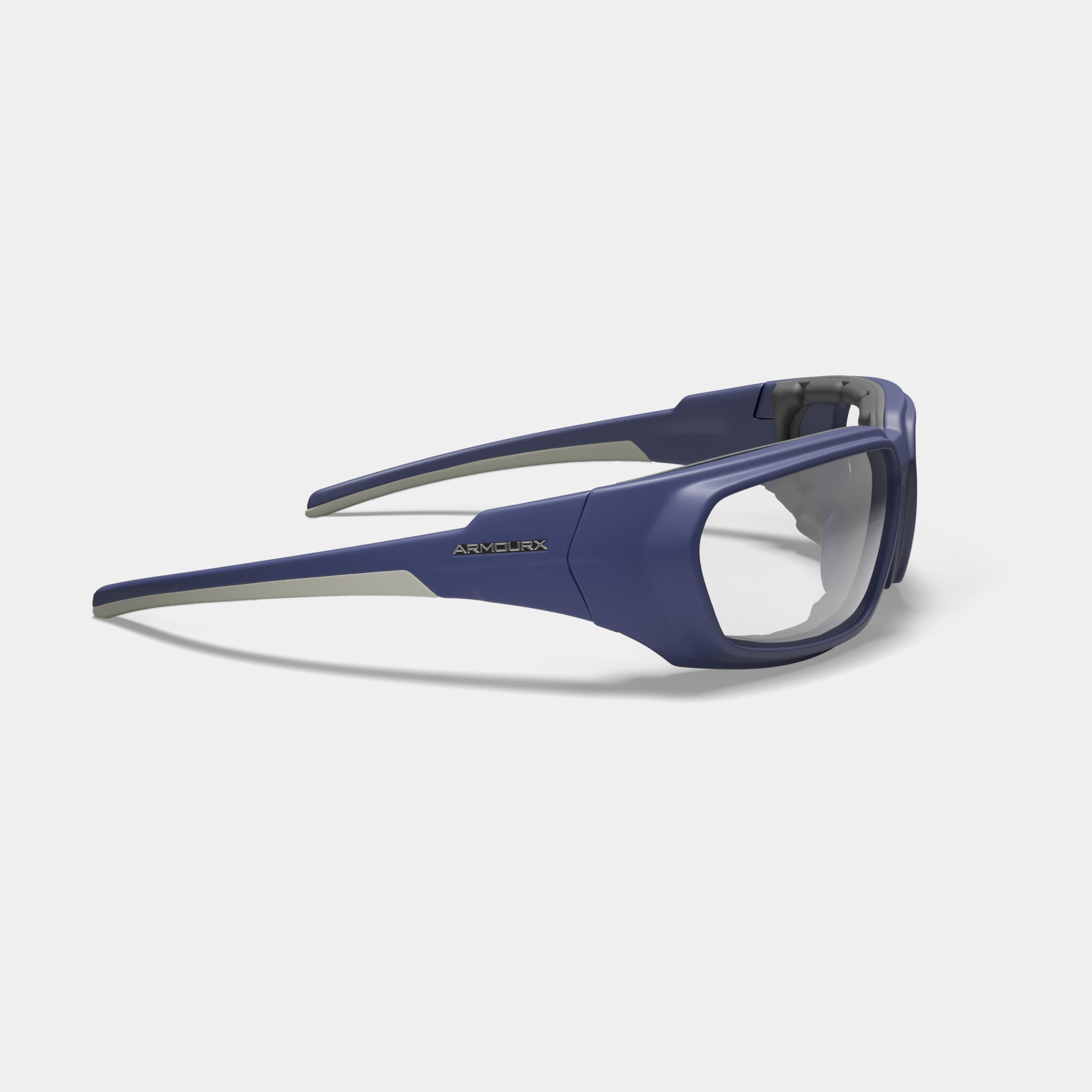 Armourx 6015 prescription safety glasses in blue with clear side shields