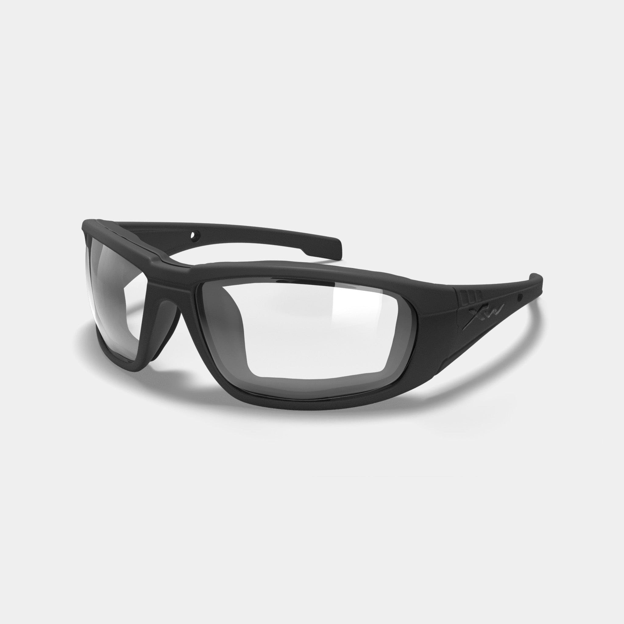 Wilex X Boss prescription safety glasses in black frame on white background